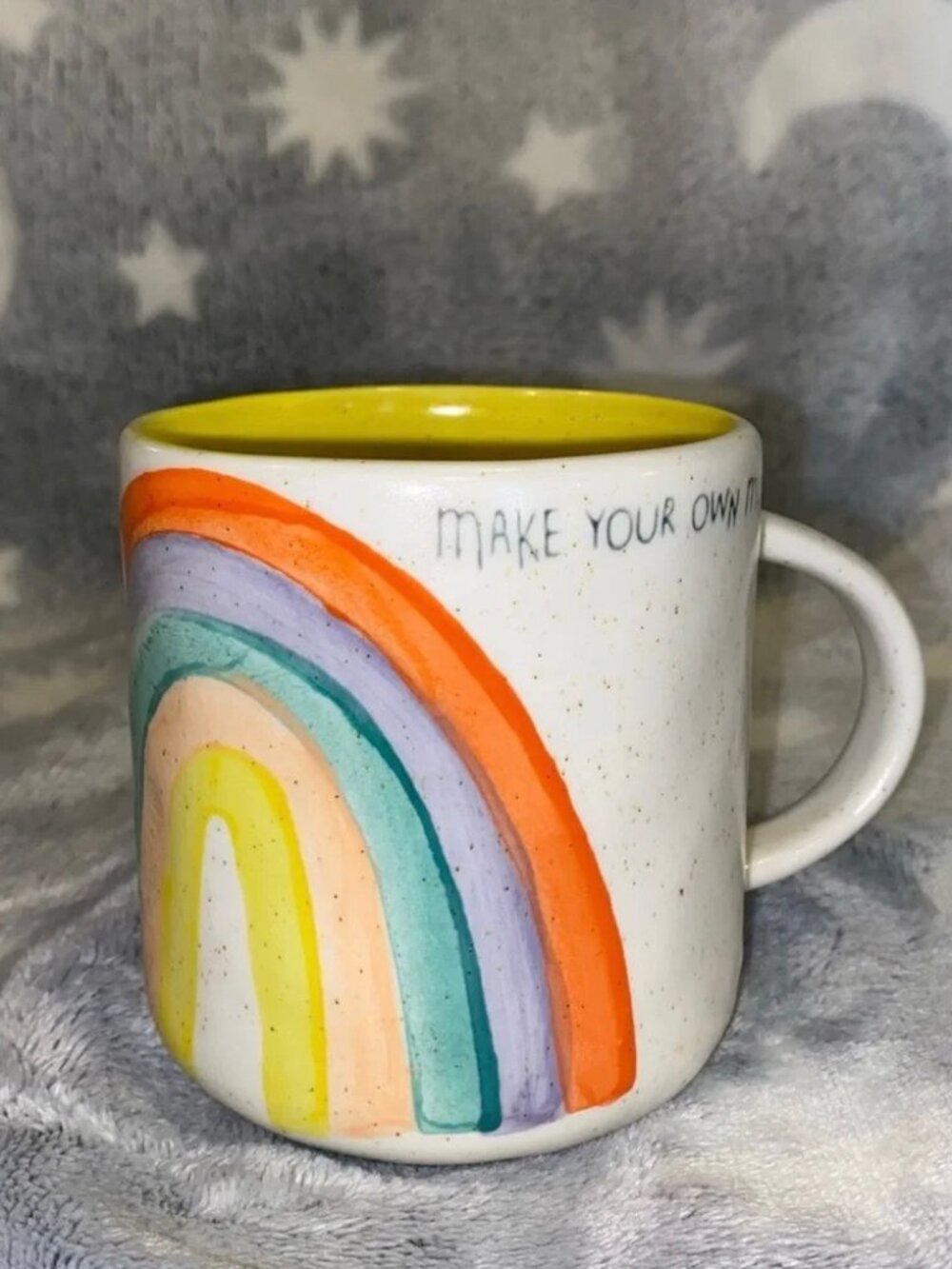 Anthroplogie Make Your Own Magic Rainbow Ceramic Mug NEW